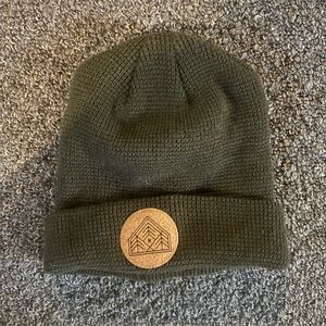 Port Authority Olive Green Knit Beanie with Cork Patch – One Size